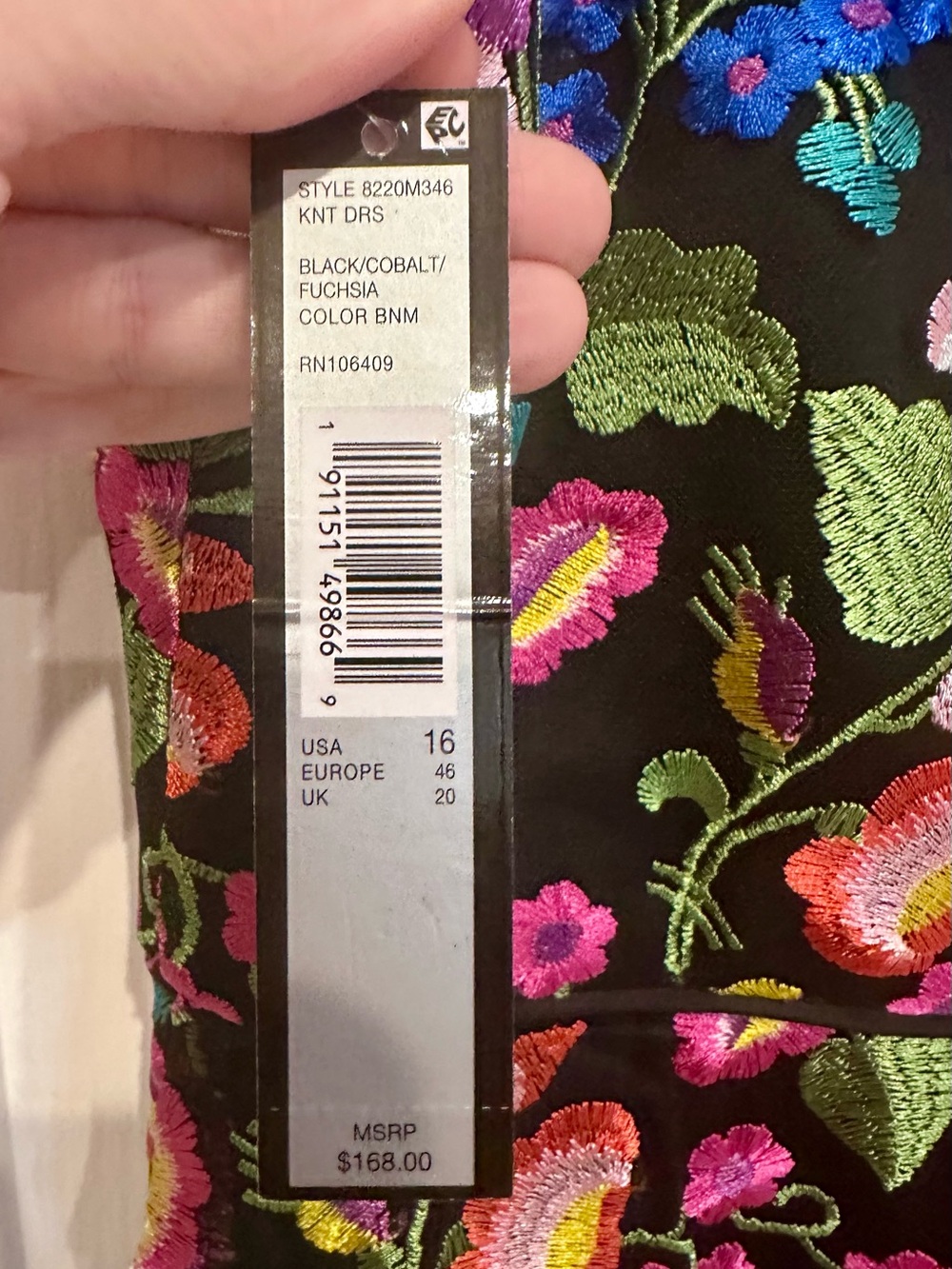 NWT Tahari ASL Floral Embroidered-Mesh Illusion Fit & Flare Dress Size 16 - Picture 9 of 12